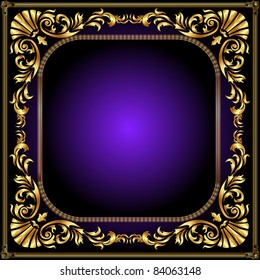 illustration vegetable winding gold pattern frame