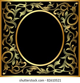 illustration vegetable winding gold(en) pattern frame