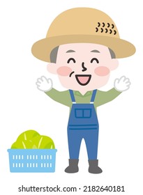 Illustration of vegetables and farmhouse