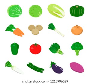 Illustration of Vegetables icon set.