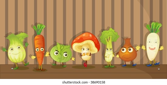 illustration of vegetables on white