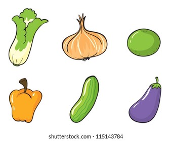 ilustración de hortalizas en fondo blanco