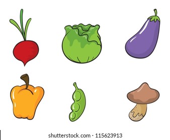ilustración de hortalizas en fondo blanco
