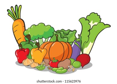 ilustración de hortalizas en fondo blanco
