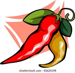 Illustration of vegetables with two chillies	