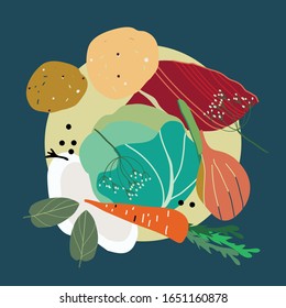 ilustración con vegetales, diseño vectorial