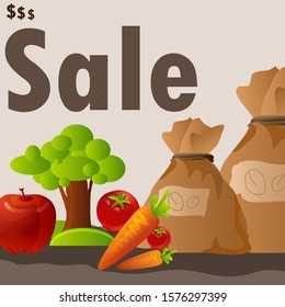illustration of vegetables vector, promotion design for vegetables store.