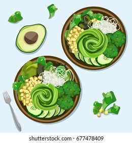 Illustration of a vegetarian lunch