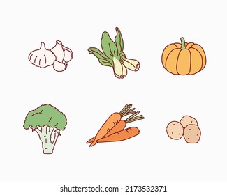 illustration of vegitables. Hand drawn style vector design illustrations.