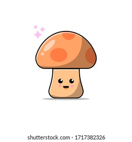 illustration vektor of chibi mushroom good for sticker, icon, logo, mascot.etc flat design cartoon style