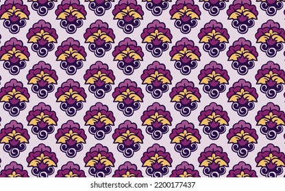 Illustration vektor graphic of batik-cute-simple-with-color-purple-batik-pattern-seamless-design-vector fit for cloth, cover, curtain, phone case, greeting card, invitation card