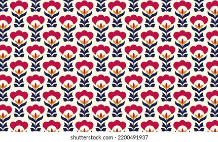 Vektorgrafik von batik-cute-simple-mit-Blumen-farbrot-cremerot-batik-muster-nahtlos-design-vektor, geeignet für die Gestaltung von T-Shirts, Kissen, Vorhänge, Bettwäsche, Grußbezug 