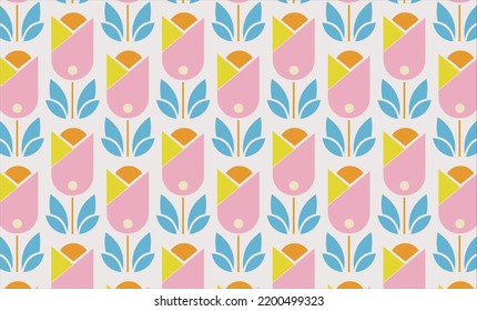 Vektorgrafik von batik-cute-simple-with-tulip-color-pink-batik-muster-nahtlos-design-vektor, geeignet für die Gestaltung von T-Shirts, Kissen, Vorhängen, Bettwäsche, Grußkarten