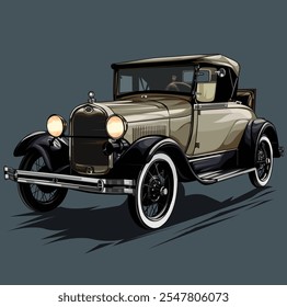 Illustration Vektorgrafik der klassischen Karosserie Farbe. Retro-Auto. Antikwagen. Oldtimer