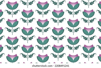 Illustration vektor graphic of modern artwork of tulip flower motif on simple batik pattern with pink color design fit for bed sheet, curtains, wall decoration, curtains