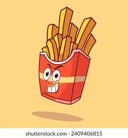 Illustration Vektor Graphic of, Kawaii cute French fries characters, perfect for fast food products, doodles, etc