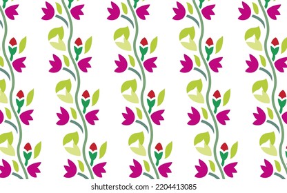 Illustration vektor graphic of simple floral motif on traditional batik design with pink color design fit for pillowcases, curtains, women's bags, bed sheets, wall decorations