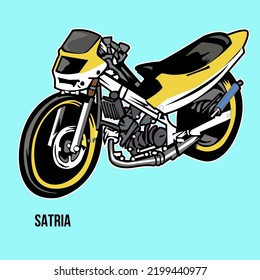 Illustration Vektor Graphic Of SUZUKI SATRIA DRAG RACE MOTORCYCLE DESIGN FIT FOR T-shirt Design, Sticker, Striping, Hat