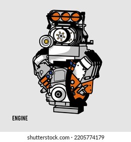 Vektorgrafik von thailook-Automotoren-Ersatzteilen für T-Shirts, Aufkleber, Striping, Poster, Hüte 