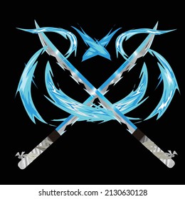 illustration vektor graphic of traditional japanese sword from anime demon slayer the owner of this katana is inosuke
perfect for an anime fan, and any anime design
