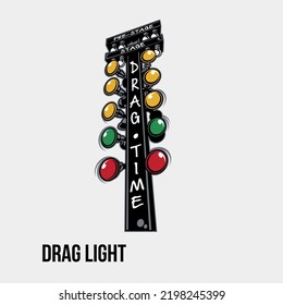 Vektorgrafik der Illustration von TRAFFIC LIGHT DRAG RACING SYSTEM gutes Fort-Shirt-Design, Aufkleber-Design, Striping 