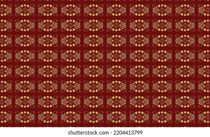 Illustration vektor graphic of Unique circle motif on batik design with brick red base fit for pillowcases, curtains, women's bags, bed sheets, wall decorations