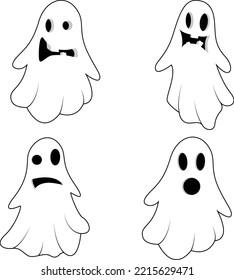 illustration vektor graphic of white halloween little ghost template illustration good for Halloween templates, Halloween backgrounds, animated characters, etc.