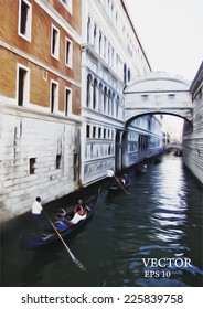 illustration of Venetian canal. Italy.