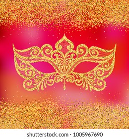 Illustration with Venetian carnival mask.  Can be used for scrapbook, postcards, etc. 