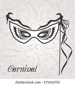 Illustration venetian carnival or theater mask with ribbons  - vector