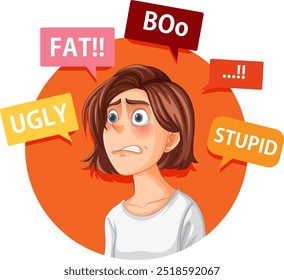 Illustration of verbal bullying and emotional distress