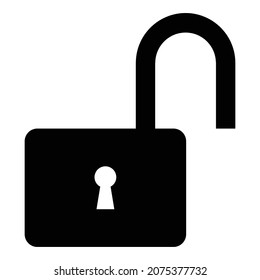 illustration of a verified security, data received, keyword symbolized by an open padlock in the style of a yabf glyph icon very suitable for use in business, office, logo, website and app