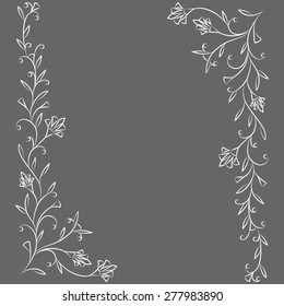 Illustration of vertical arrangement styled plant in white  color on the gray background