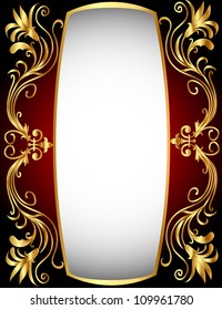  illustration vertical frame with gold(en) winding pattern