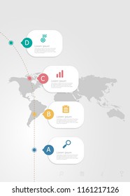 illustration of vertical infographics 4 steps for business presentation vector flat background