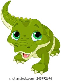 Illustration of very cute baby alligator
