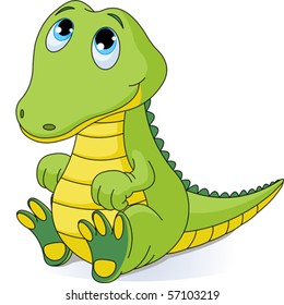 Illustration of very cute baby crocodile