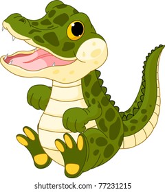 Illustration of very cute baby crocodile