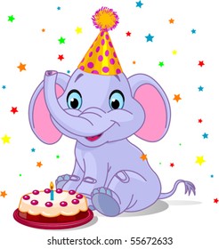 Illustration of Very Cute baby elephant Birthday