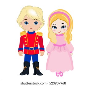 Illustration of very cute boy and girl. Vector illustration isolated on white background.