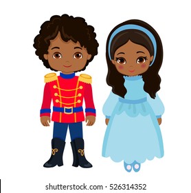 Illustration of very cute boy and girl. Vector illustration isolated on white background.