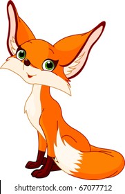 Illustration of very cute cartoon fox