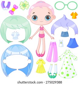 Illustration of very cute dress up doll