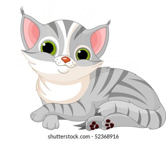 Illustration of very cute gray cat