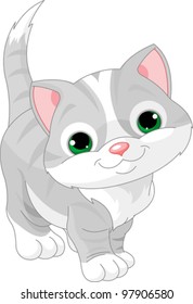 Illustration of very Cute gray kitten