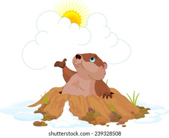 Illustration of very cute groundhog