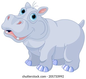 Illustration of very cute hippo