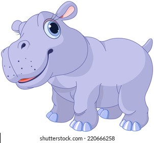 Illustration of very cute hippo calf