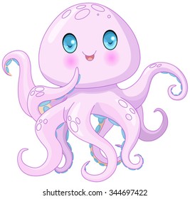 Illustration of very cute octopus 