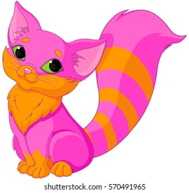 Illustration of very cute pink kitty